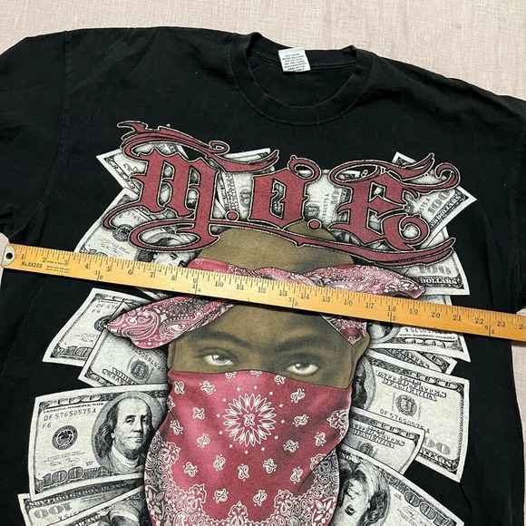 Vintage Tupac 2Pac Red Bandana Money Over Everything Graphic Tee Size 3XL Street - Picture 6 of 7